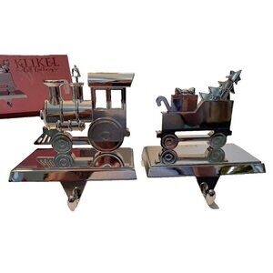 Klikel Stocking Hanger Holder Christmas Train for Mantle, 2 pc -Locomotive & Car